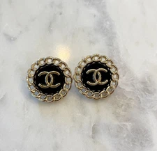 Designer CC Gold and Black Button | 2pcs STAMPED