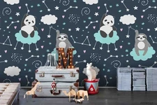 3D Galaxy Animal Pattern Kids Self-adhesive Removeable Wallpaper Wall Mural