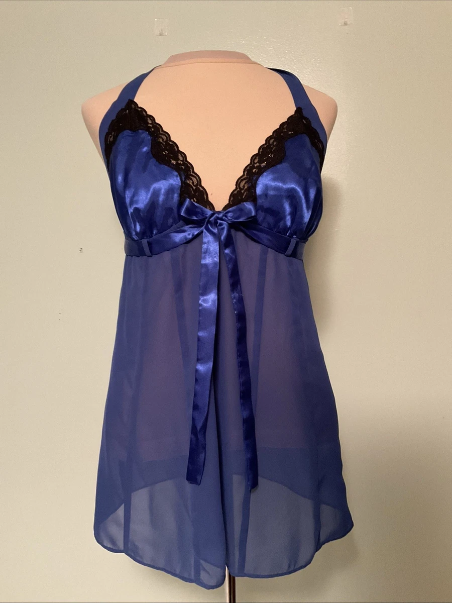 Baby Doll Top Fredericks Of Hollywood - Rayures Bleues - Taille L - Occasion TBE