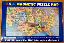 U.S.A. Magnetic Puzzle Map States Capital Cities Landmarks Ata-Boy Inc 2013 NEW