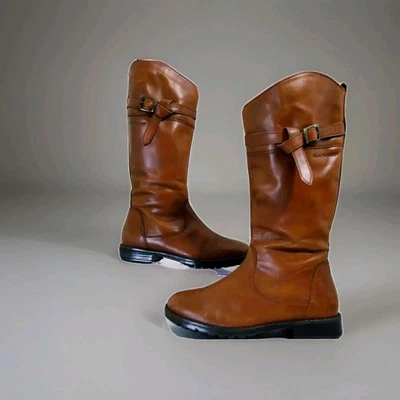 Hush Puppies Girl / Woman Faible Boots Originel Brun Leather Tank Soleil Buckle - Photo 1/4