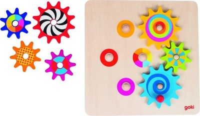 Zahnradspiel | 20,5 x 20,5 x cm, Holz, 8 Teile, per Stück | goki | Spiel | Goki