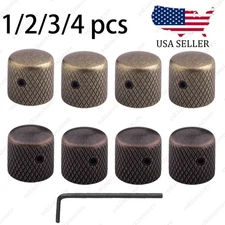 1/2/3/4 pcs Metal Electric Bass Guitar Volume Tone Control Dome Knobs-18 Splines