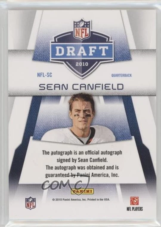 2010 Playoff Prestige Pro Helmets Auto Sean Canfield #NFL-SC Rookie Auto RC - Image 2 of 2