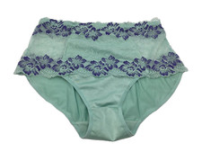 Rhonda Shear Womens Lace Overlay Pin Up Brief Green XL