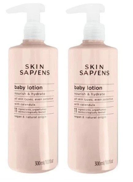 Skin Sapiens 2x300ml Baby Lotion with Calendula Gentle Nourish & Hydrate Vegan