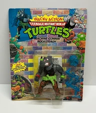 Machine Gunnin' Rocksteady Wacky Action TMNT (1990 Playmates) Figure - Unpunched