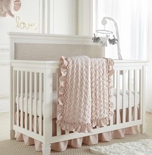 Heritage Blush Velvet Baby Bedding Set - Levtex Baby 3 Piece Excellent