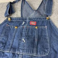 Vintage Dickies Overalls Mens 46x30 Denim Bib Made In USA Carpenter Workwear