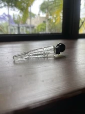 ANTIQUE CUT GLASS HORN SHAPED PERFUME BOTTLE STERLING SILVER LID