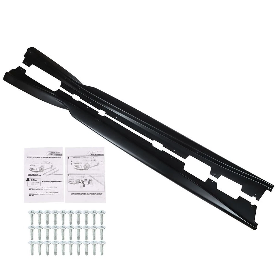 For Chevrolet Camaro 2016 Side Skirt Spoiler Lip Rocker Body Kit (L&R) ABS - Image 4 of 4