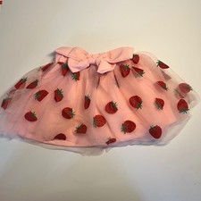 Pink Strawberry Glitter Tulle Tutu Skirt with Bow Baby Girls 6-12 Months - 108