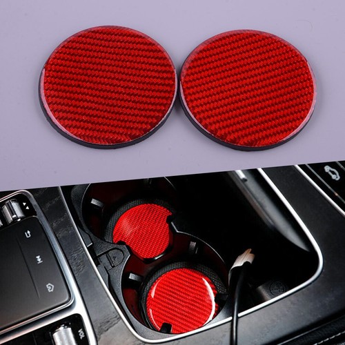 2pcs Auto Rot Kohlefaser Wasserbecher Getränkehalter Pad Matte Universal - Bild 1 von 5
