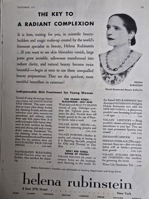 1931 Helena Rubinstein Beauty Authority Cosmetics Early Vintage Photo Ad
