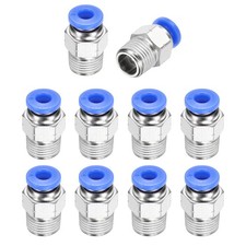 10Pcs Push to Connect Fittings, Fit 0.16" OD Tube 1/8 NPT Male, Blue