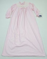 NWT Vintage Deadstock 80s Deidre Nightgown Pink Floral Embroidery Size Medium