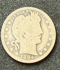 1894 O Barber Quarter 25C Silver 0.9 Fine Business Strike