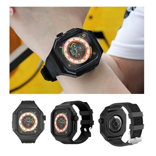 Kit Steel Mod Estuche Protector de Vidrio Banda Fr Apple Watch Ultra 2 49 mm Correa de Goma - Imagen 24 de 43