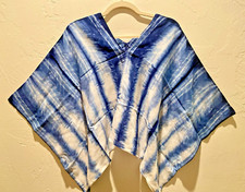 Woman Indigo Tie Dye Kaftan Poncho Blouse Tie Dye Dress Kaftan Beach T Shirt