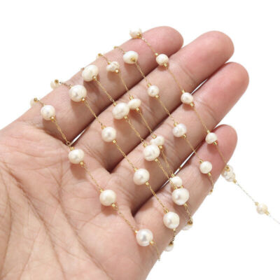 Genuine Pearls Gold Stainless Steel Handmade Chain for diy Jewelry Making
