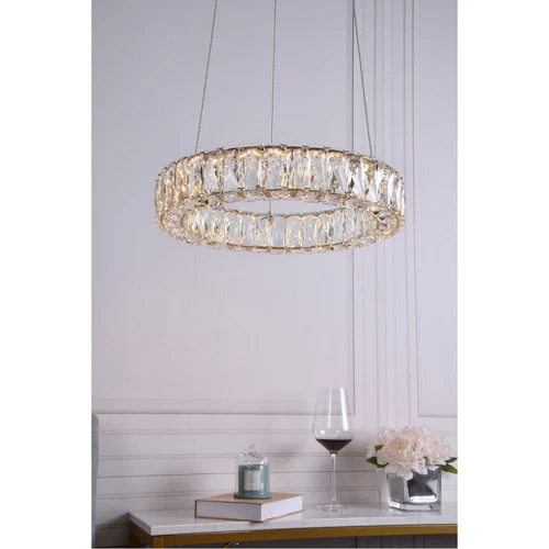Light Fixture Crystal Chandelier LED Halo Ring Living Dining Room Kitchen Island - Picture 2 of 7