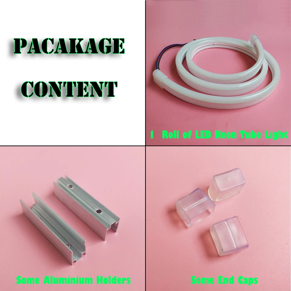 Súper Brillante 12V 5050 RGB LED Neón Letrero Tubo Tira Luz Cinturón Cuerda 84LEDs/m IP65 Foto 2 de 4