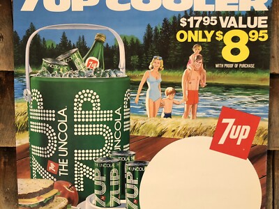 RARE Vintage Original 7UP COOLER Soda Drink The UNCOLA Advertising