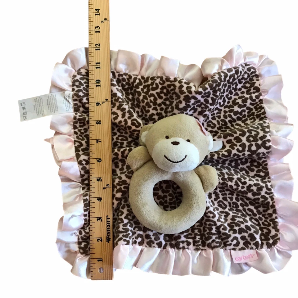 Manta de seguridad Carters Monkey Rattle Lovey rosa estampado de guepardo borde satinado 2012 Foto 4 de 4