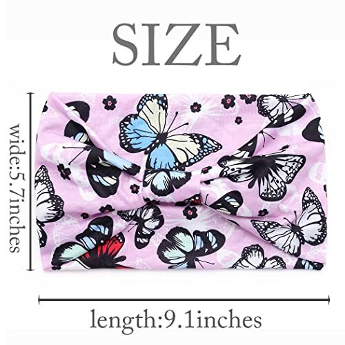 4 Pack Boho Printed Headbands Butterfly Wide HairBands Stretch Twist Yoga - Bild 5 von 6