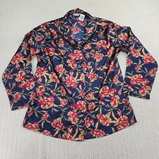 Secret Treasures Pajama Set Womens Large Floral Satin Polyester Top Bottoms Pant