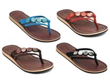 LESTARIE Damen Sandale Leder Zehentrenner Sandalen Zehensteg Flip Flop Gr.36-43