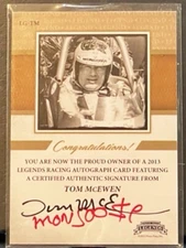 VRHTF NHRA PRESS PASS LEGENDS CARD "SIGNED BY TOM THE MONGOOSE MCEWEN"