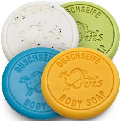 Ovis Duschseife | 4er Set | verschiedene Düfte festes Duschbad Duschgel Seife