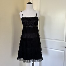 Y2K Style Mesh Sequin Tiered Cocktail Dress Black Size Small Forever 21