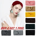 Turban Twist Knot Sports Headband Plain Elastic Head Hair Band Stretchy Gym Yoga