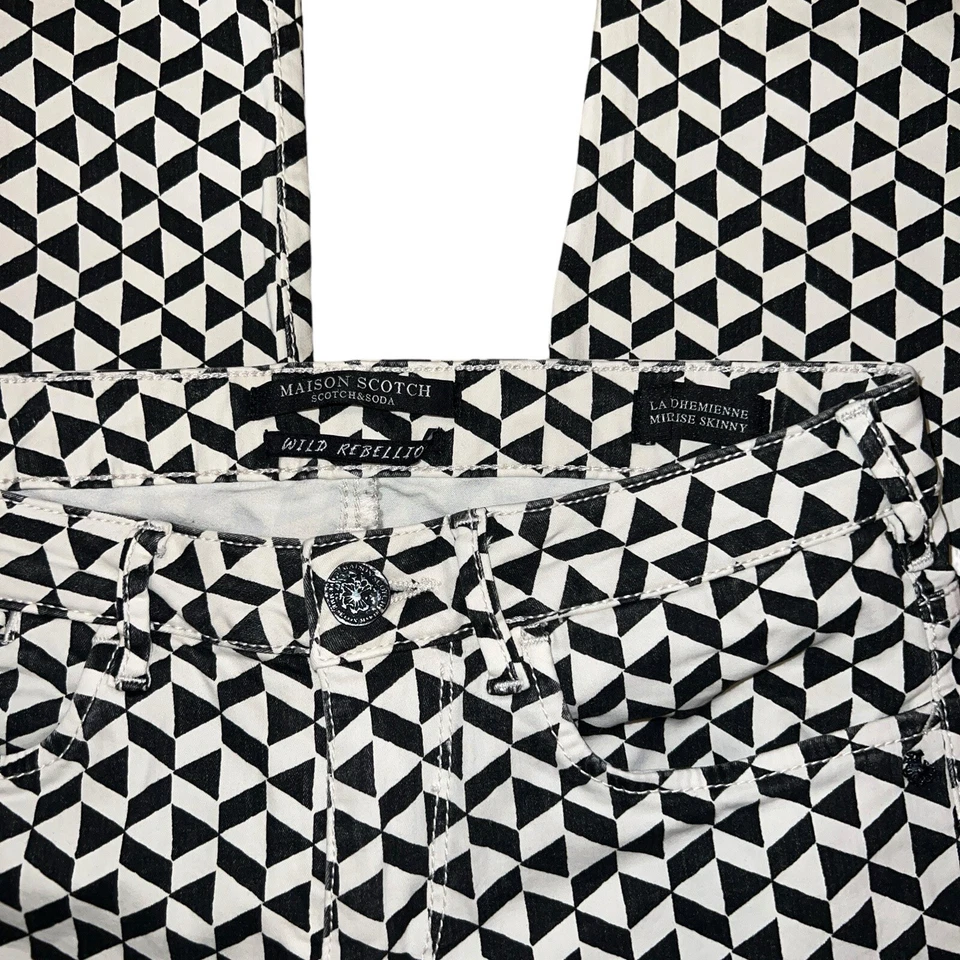 Maison Scotch 'La Bohemienne' Geometric Printed Jeans Mid Rise Skinny Size 26/32 - Image 4 of 4