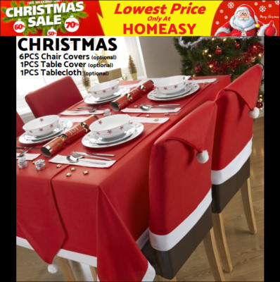 6 Christmas Chair Cover Santa Hat Decoration Or Xmas Table Cover Or Tablecloth Ebay