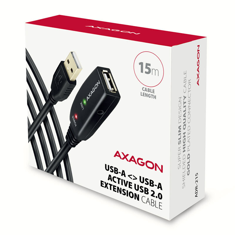 Thumbnail - Axagon Adr-215 Aktives Usb 2.0 Verlängerungskabel, Usb-a