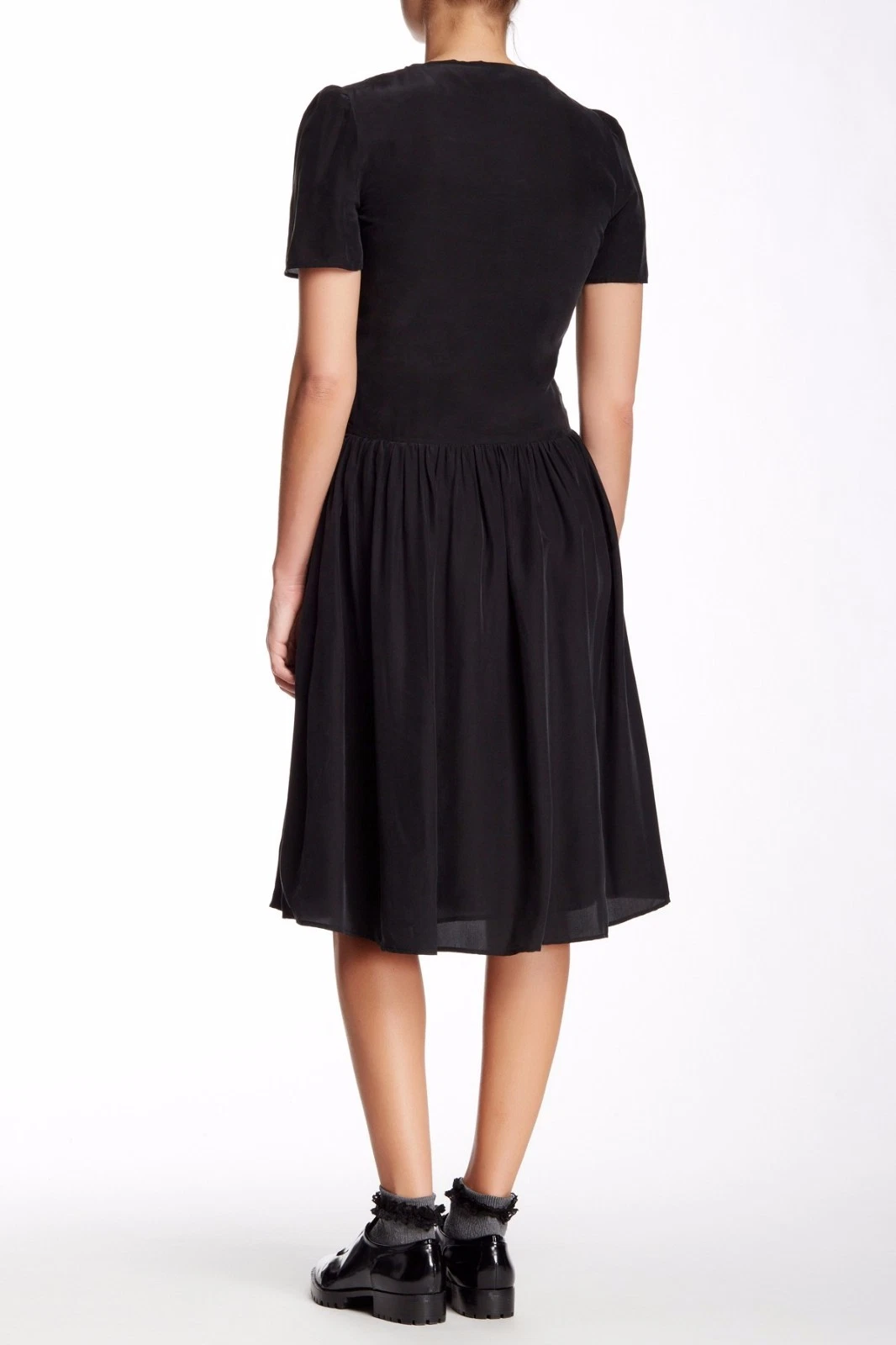 ABITO NUOVO CON ETICHETTE $470 LOVE MOSCHINO MISTO SETA NERO SLOGAN RICAMATO US 4 IT 40