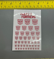 Silver red outline Autobot Transformers Repro Stickers Labels Sigils Symbols Red