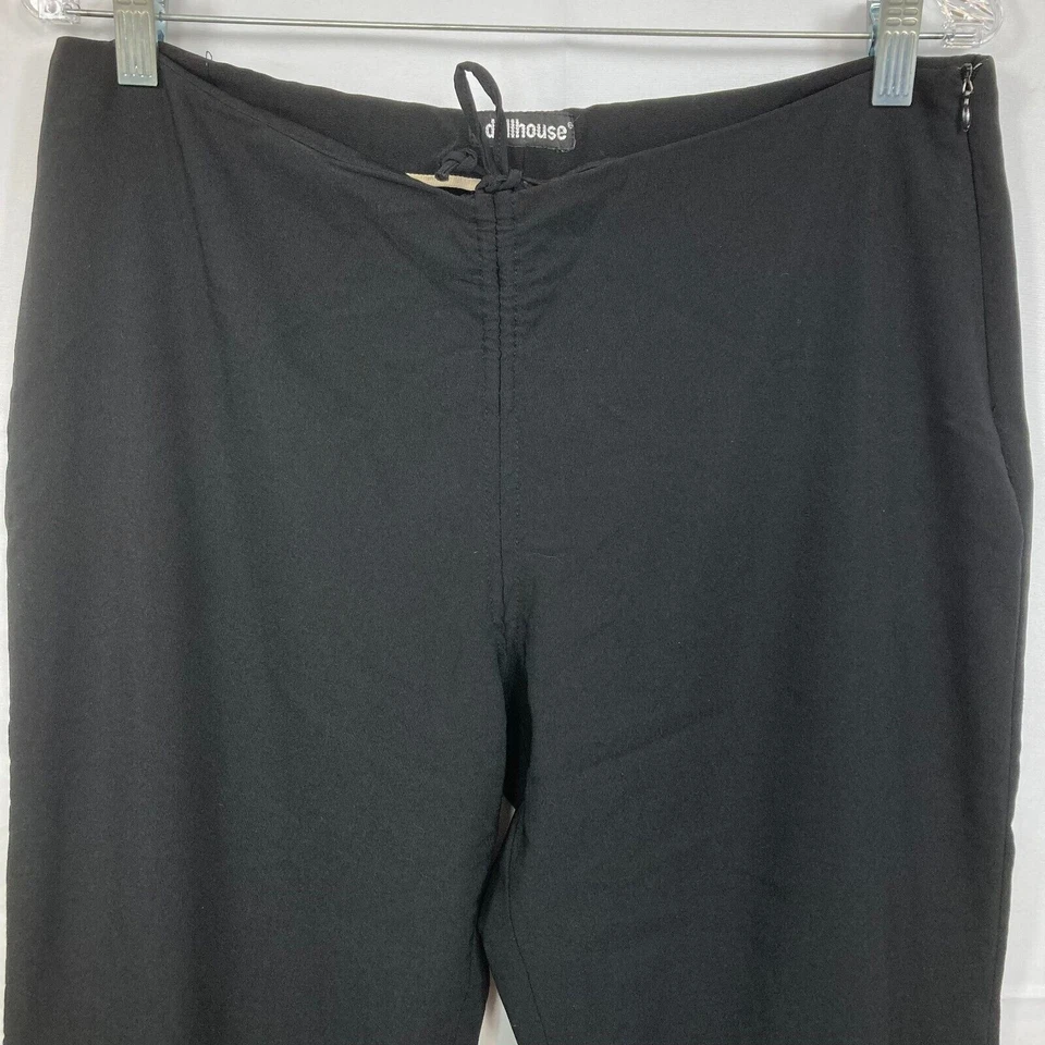 娃娃屋裤子女式青少年 13 14 黑色弹力复古低腰喇叭 90 年代 Y2K — 第 2/4 张图片