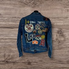 Ralph Lauren Polo Letterman Patch Denim Jacket Blue Small
