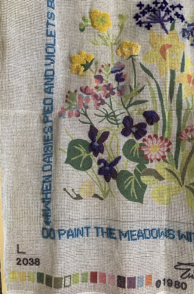 Paint the Meadows Daisies Violets Erica Wilson Vtg. 1980 Needlepoint Canvas - Image 2 of 4