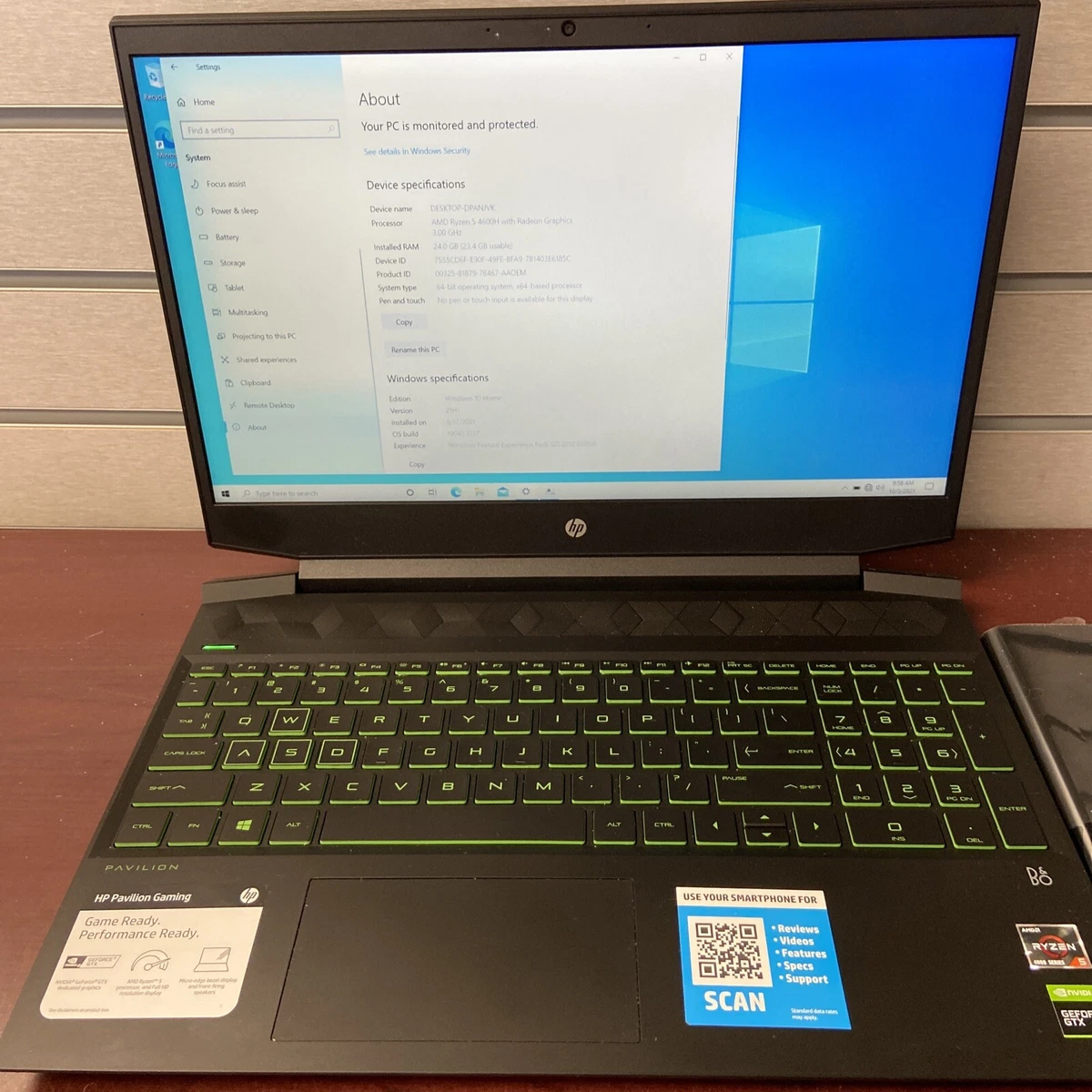 HP 15 ec1073dx PAVILION GAMING 15.6 IPS GTX 1650 RYZEN 4600H 256GB