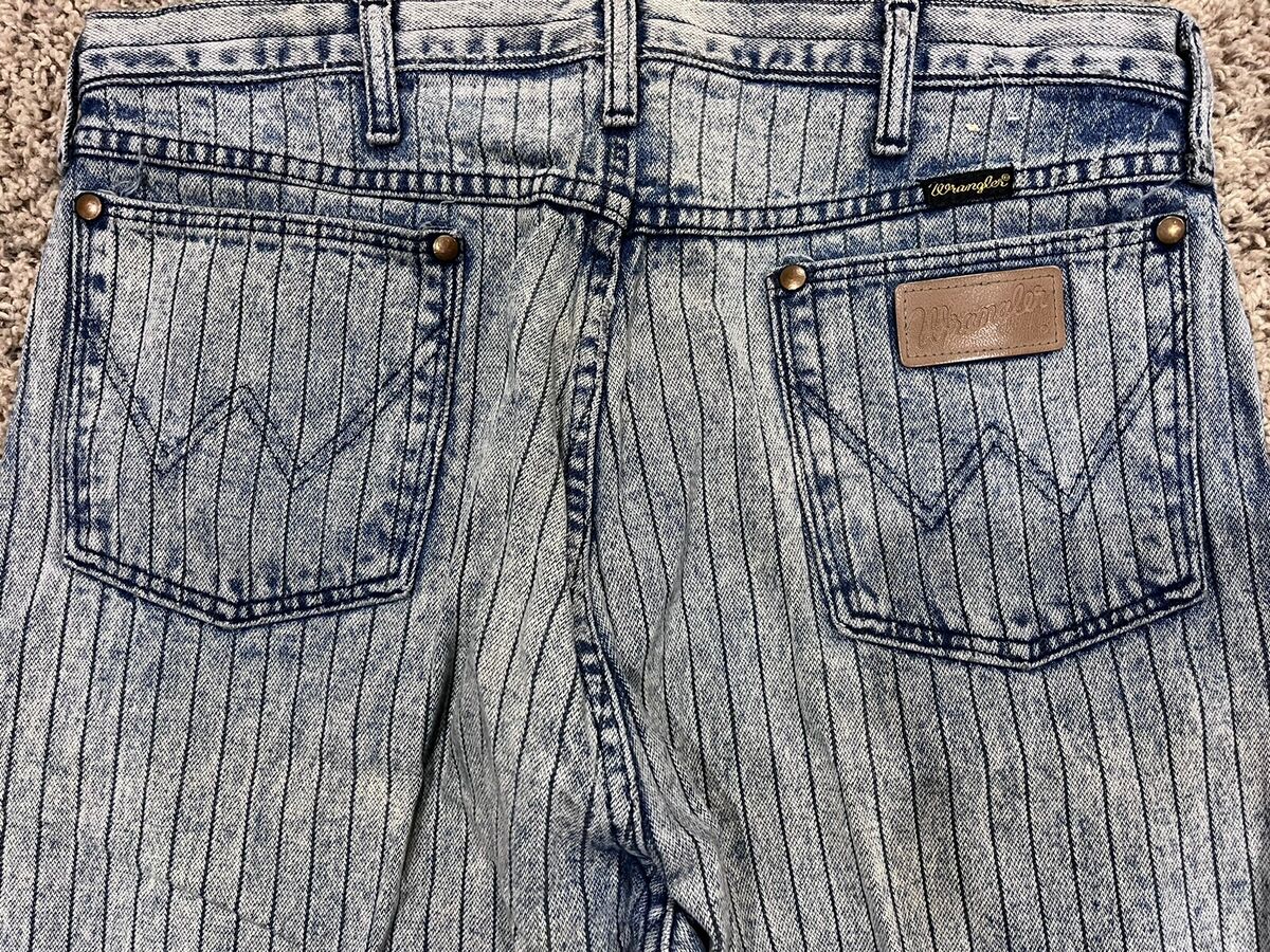 Rare Vintage Wrangler Men's Pin Stripe Acid Washed Jeans 80s Rare Vintage Wrangler Men's Pin Stripe Acid Washed Jeans 80s