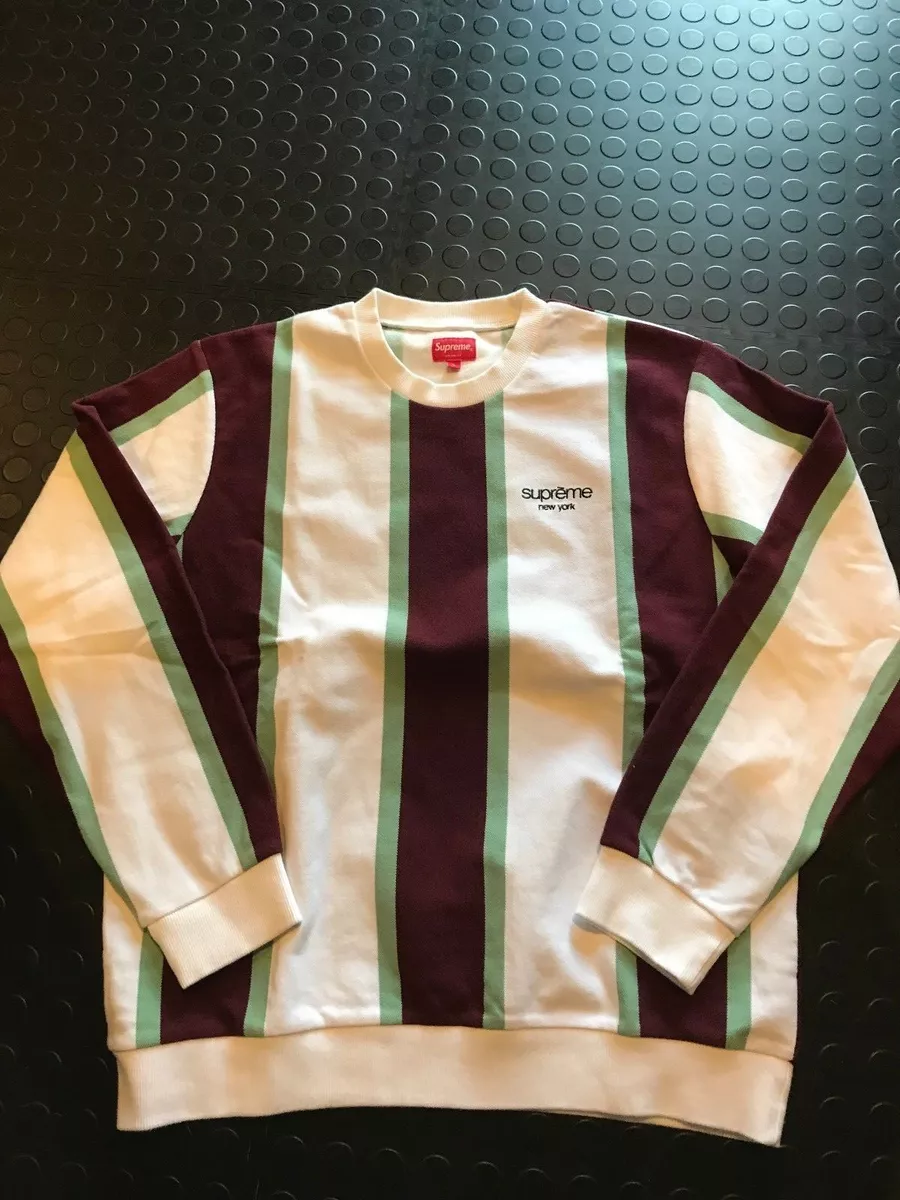 SUPREME AUTHENTIC NEW VERTICAL STRIPED PIQUE CREWNECK SWEATER SZ L