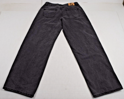 Jeans White Fox Size W30 L30 Black Acid Wash Wide Leg Mid Rise New With Tags - Picture 2 of 14