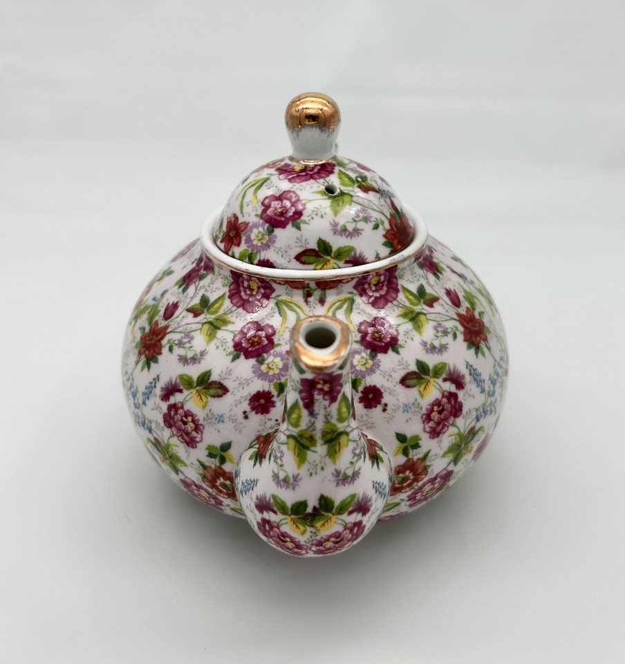 Formalities by Baum Bros Teapot Chintz Pink Floral Gold Trim eBay
