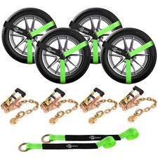 4 Pack Axle Straps Car Trailer Hauler Ratchet Tie Down Straps With Snap Hooks
