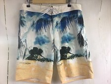 American Eagle Outfitters Men  s Tropical Drawstring Board Shorts W/Pockets Sz. M